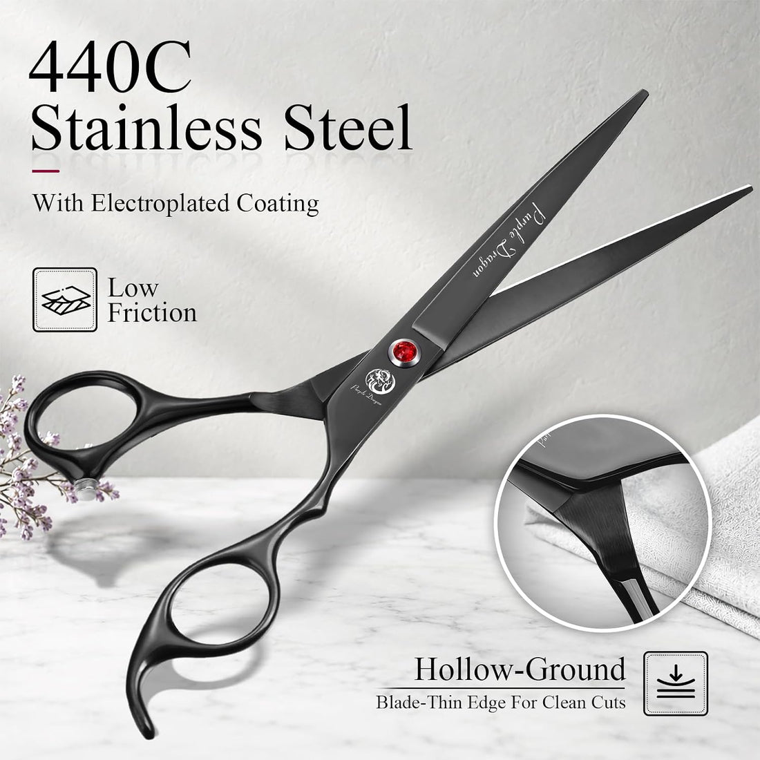 Purple Dragon Dog Grooming Scissors Set