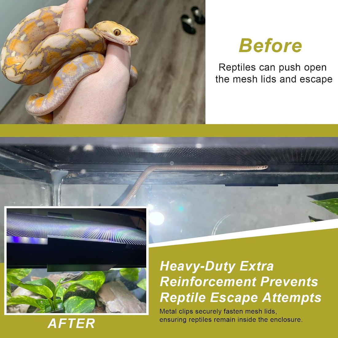 4 Pack Reptile Terrarium Covers Heavy Duty Screen Clips for 5-29