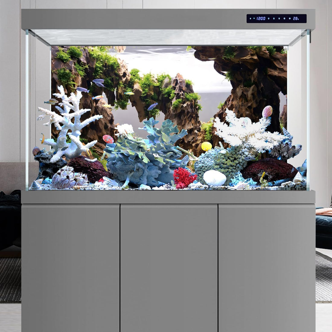 48x24 in Viewing Stone Aquarium Backdrop Riverbed Fish Tank Background