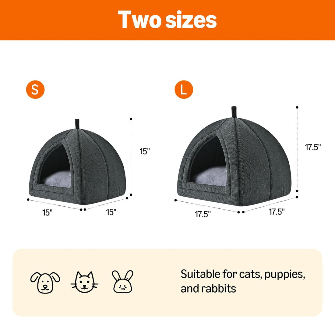 Cat Cave Bed, 2-in-1 Foldable House for Indoor Cats
