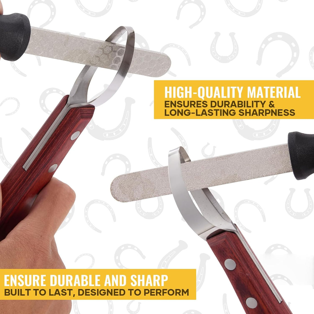 Hoof Knife with Sharpener, 2 PCS Professional Farrier Kit