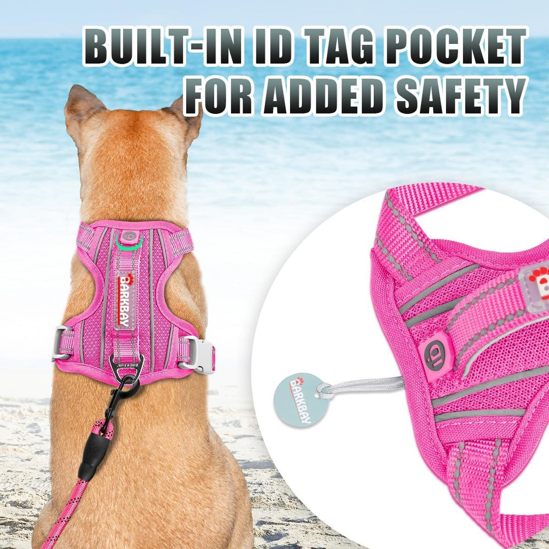 BARKBAY No Pull Dog Harness Large Reflective Dog Harness with Front