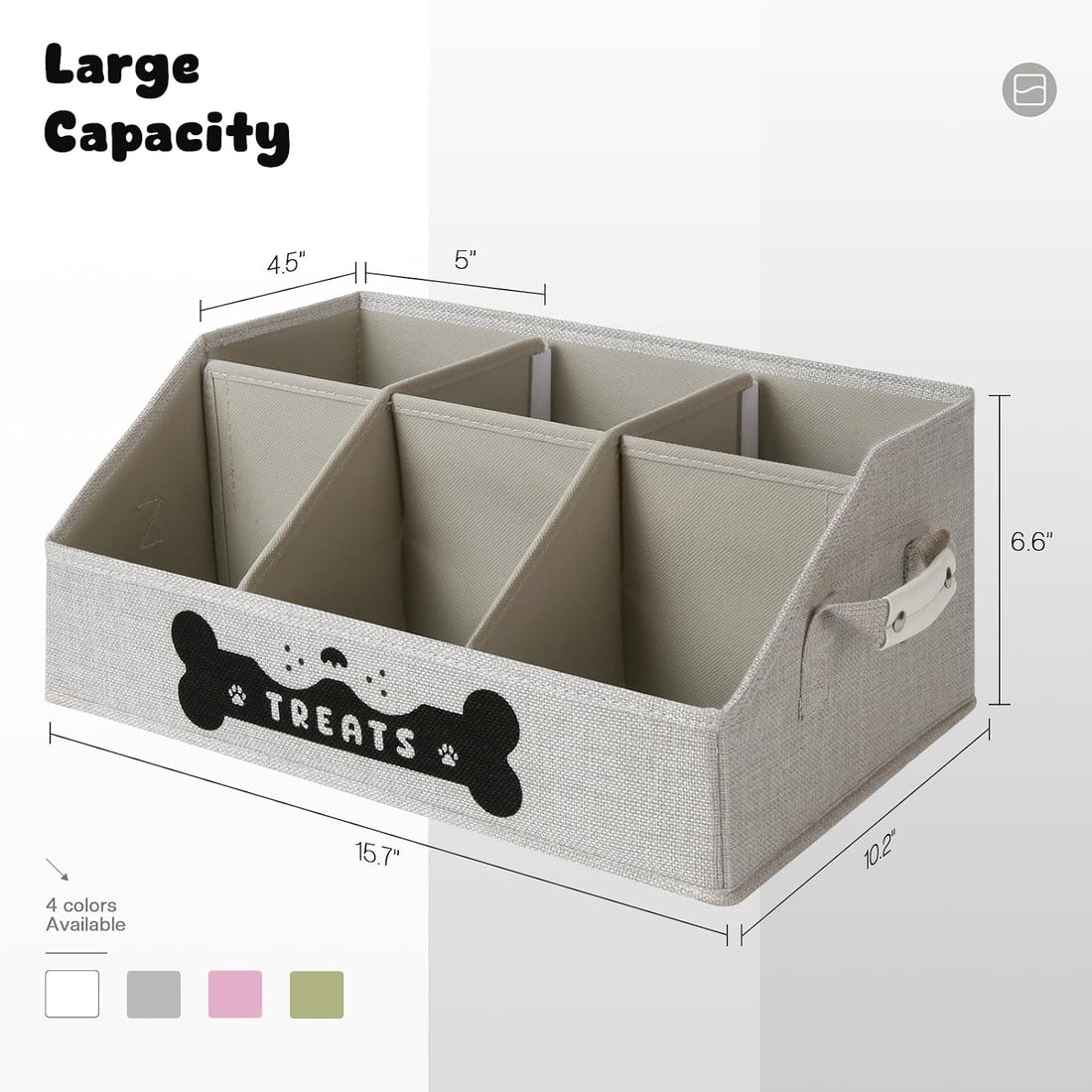 Dog Treat Container, Dogs Storage Organizer with Removable Dividers