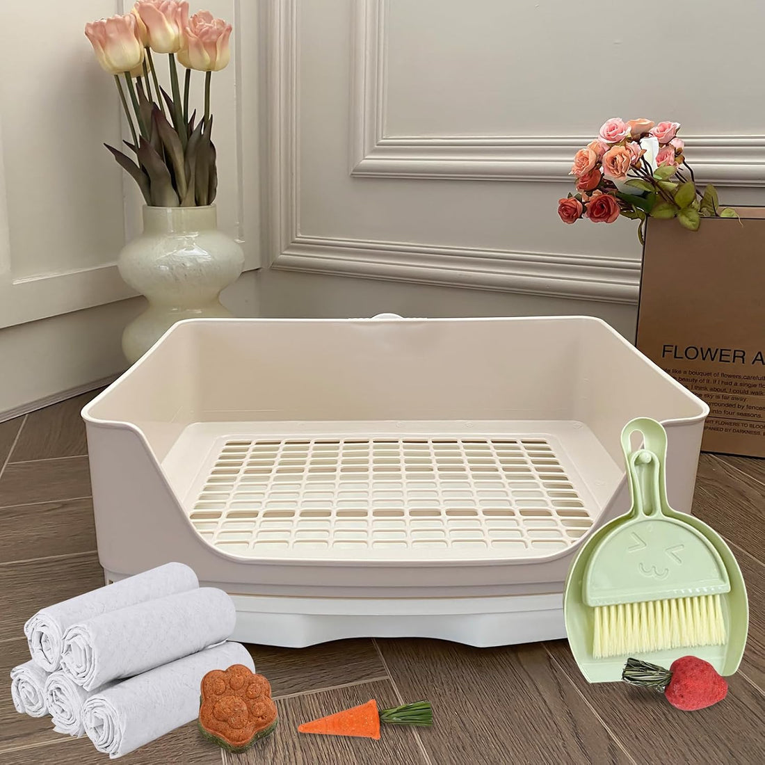 Large Rabbit Litter Box Bunny Potty Training Corner Litter Pan