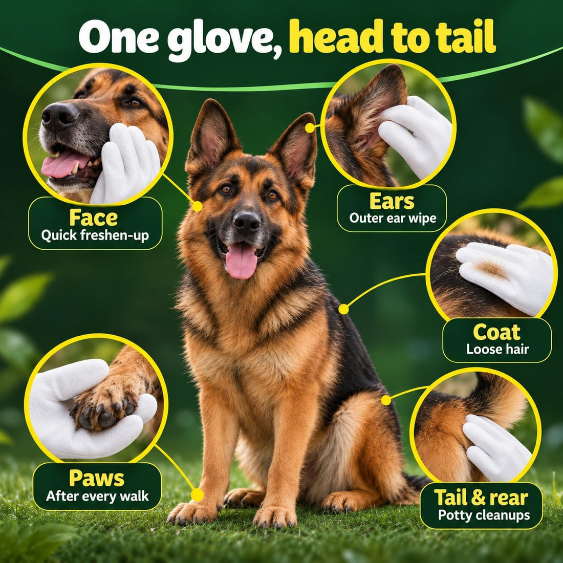 Petazy Pet Glove Wipes for Dogs & Cats