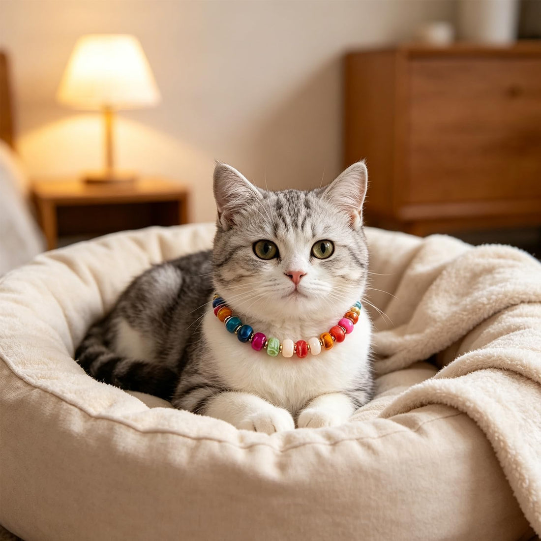 Chunky Beaded Necklace for Dog Cat Colorful Resin Bead Necklaces
