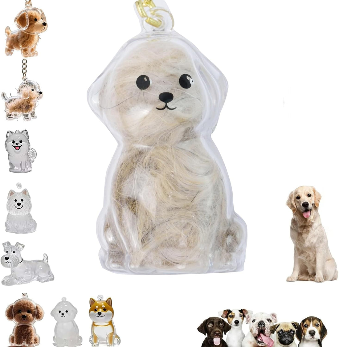Dog Hair Collector Keychain Charm Memorial Storage Box,Pet Hairs