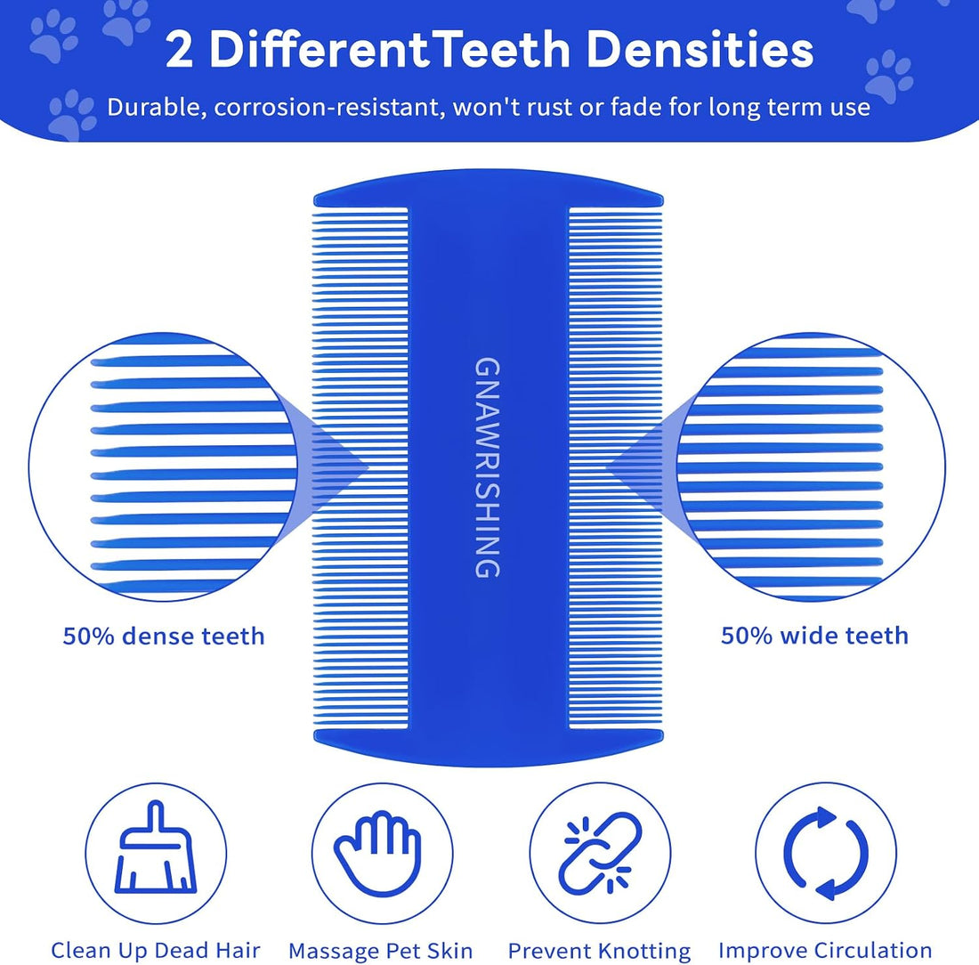 GNAWRISHING Flea Comb 4Pcs with High Strength Teeth Pet Tear Stain