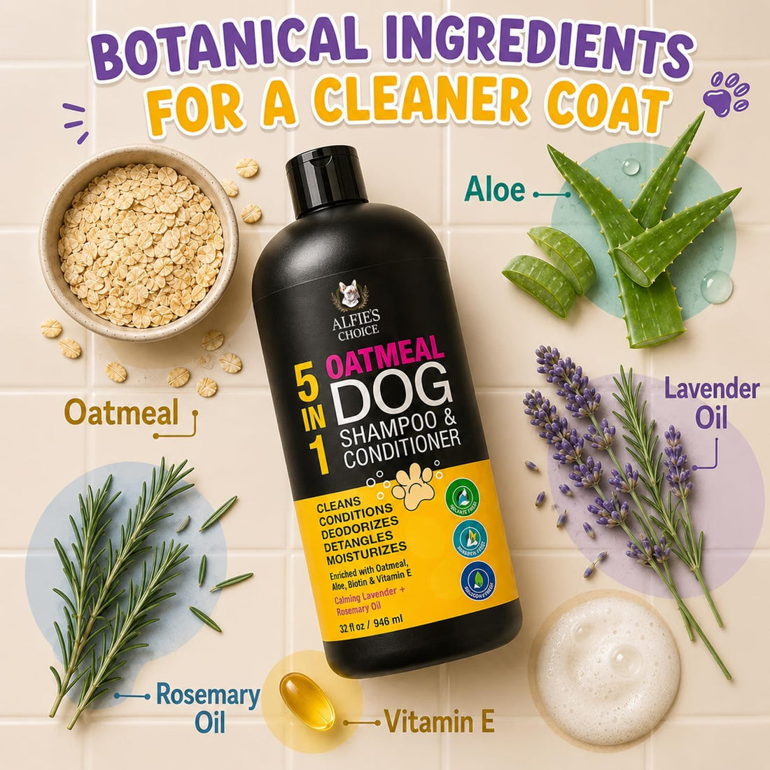 Oatmeal Dog Shampoo and Conditioner for Sensitive Skin with Aloe 32
