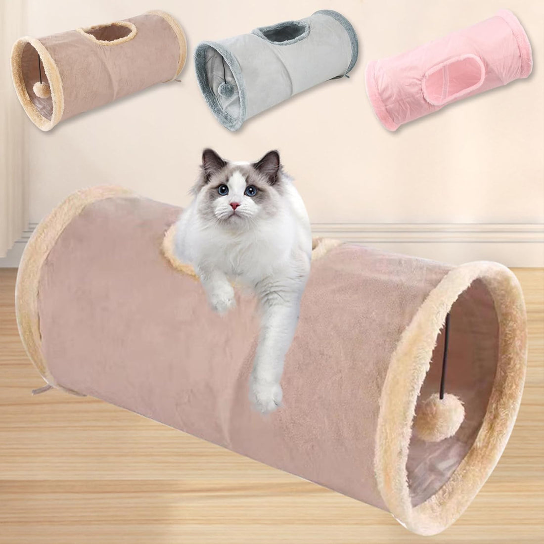 Cat Tunnel,Indoor Cat Play Tube Toys with Play Ball,Durable