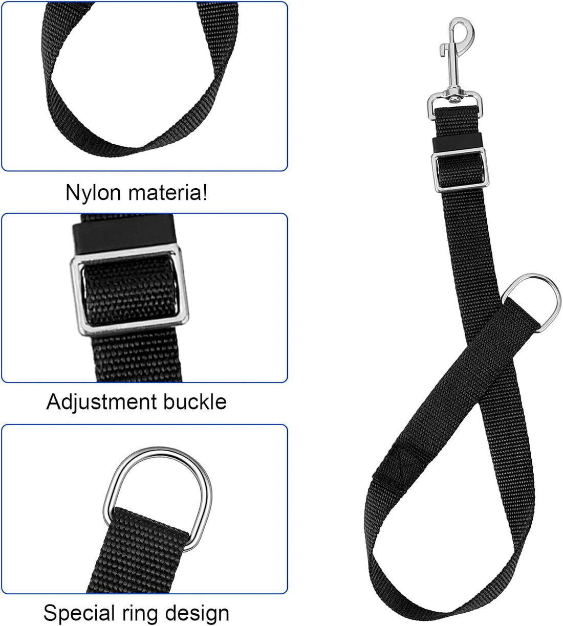 4PC Black Nylon Horse Bucket Straps Hangers Adjustable 20 to 30 in