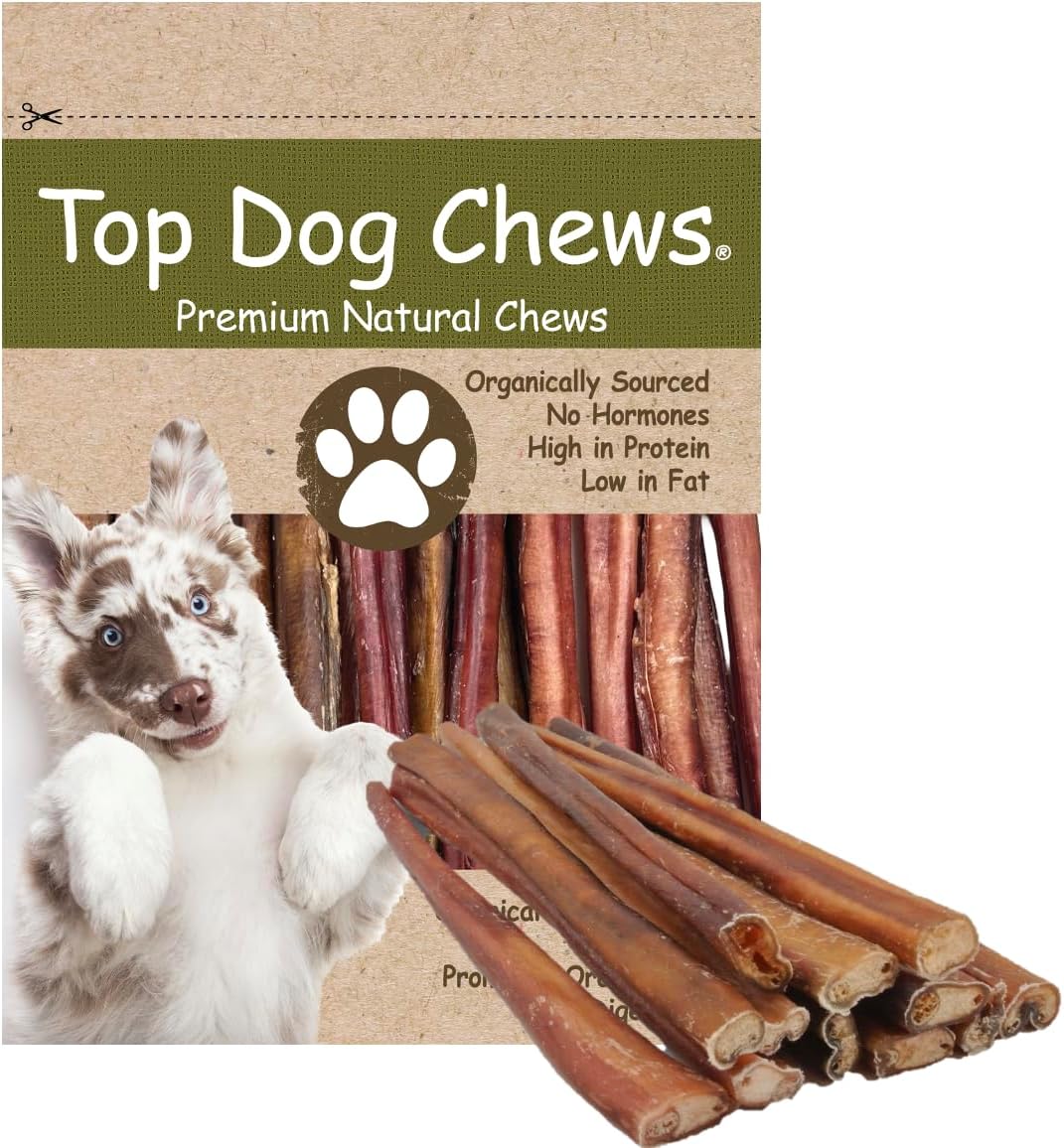 Top Dog Chews - 12 Inch Bully Sticks, 100% Natural Beef, Free Range