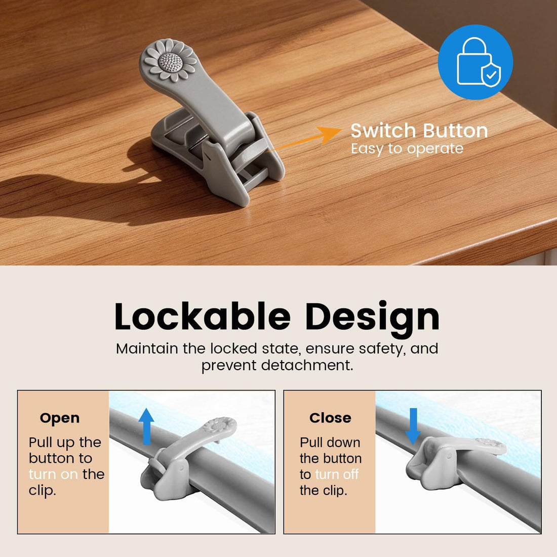 Lockable Pee Pad Clips, With Adhesive Tape, 6 Clips & 12 Tapes
