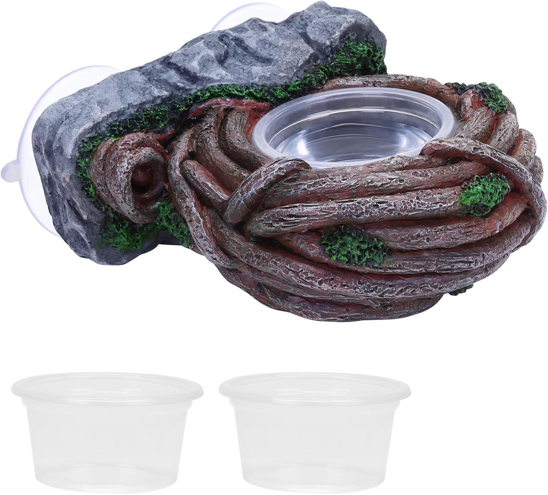 AIICIOO Gecko Feeder Ledge with 6 Pack Plastic Bowls Crested Gecko