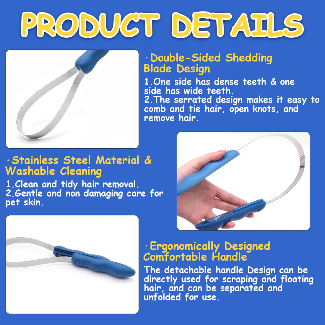 Deshedding Tool Grooming Brush for Horse Dog Cat