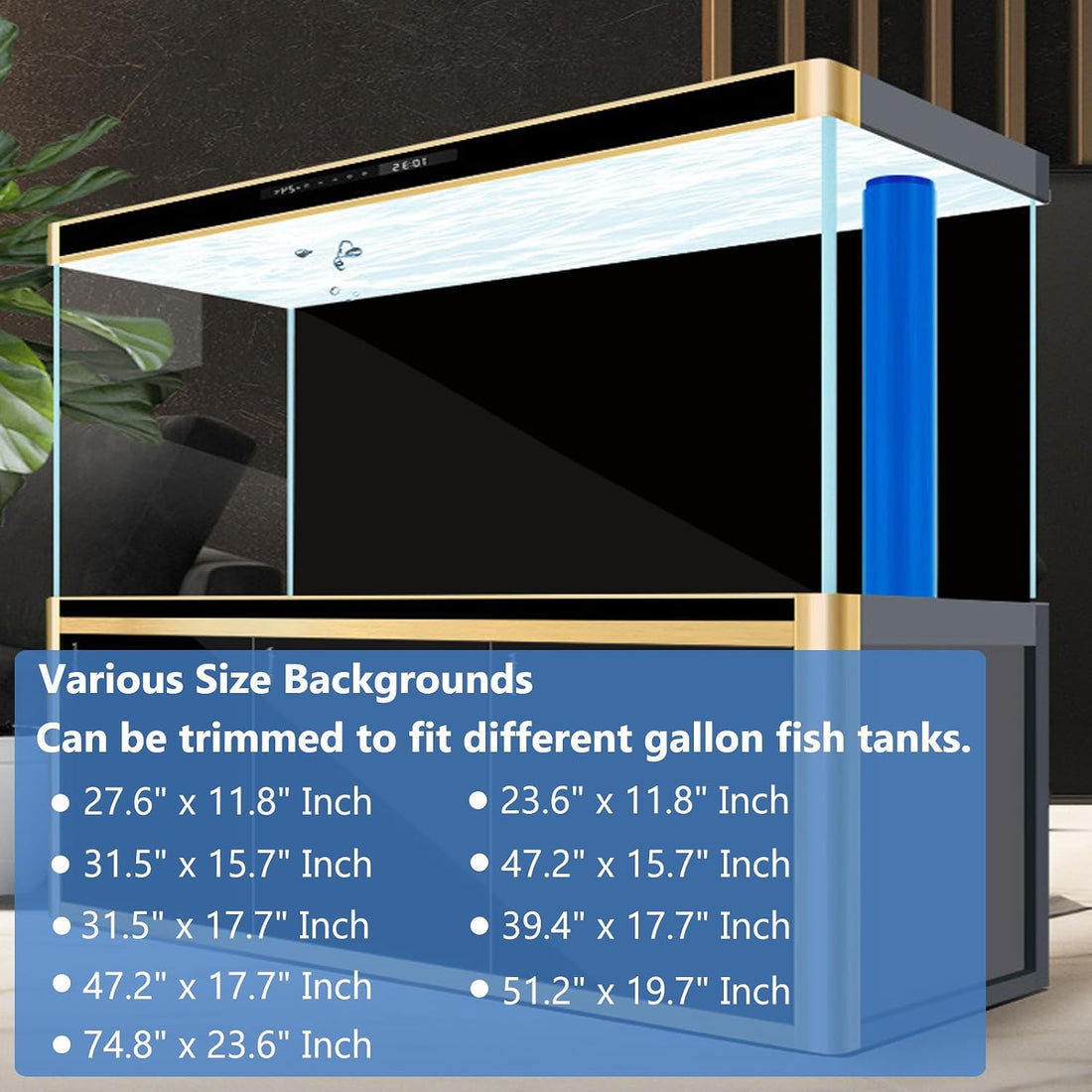 XCNO Black Aquarium Background Fish Tank Film, Static Cling