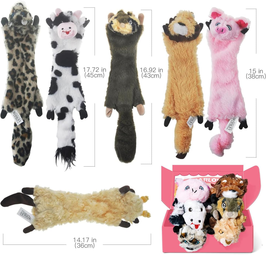 SHARLOVY Dog Squeaky Toy No Stuffing 6 Pack