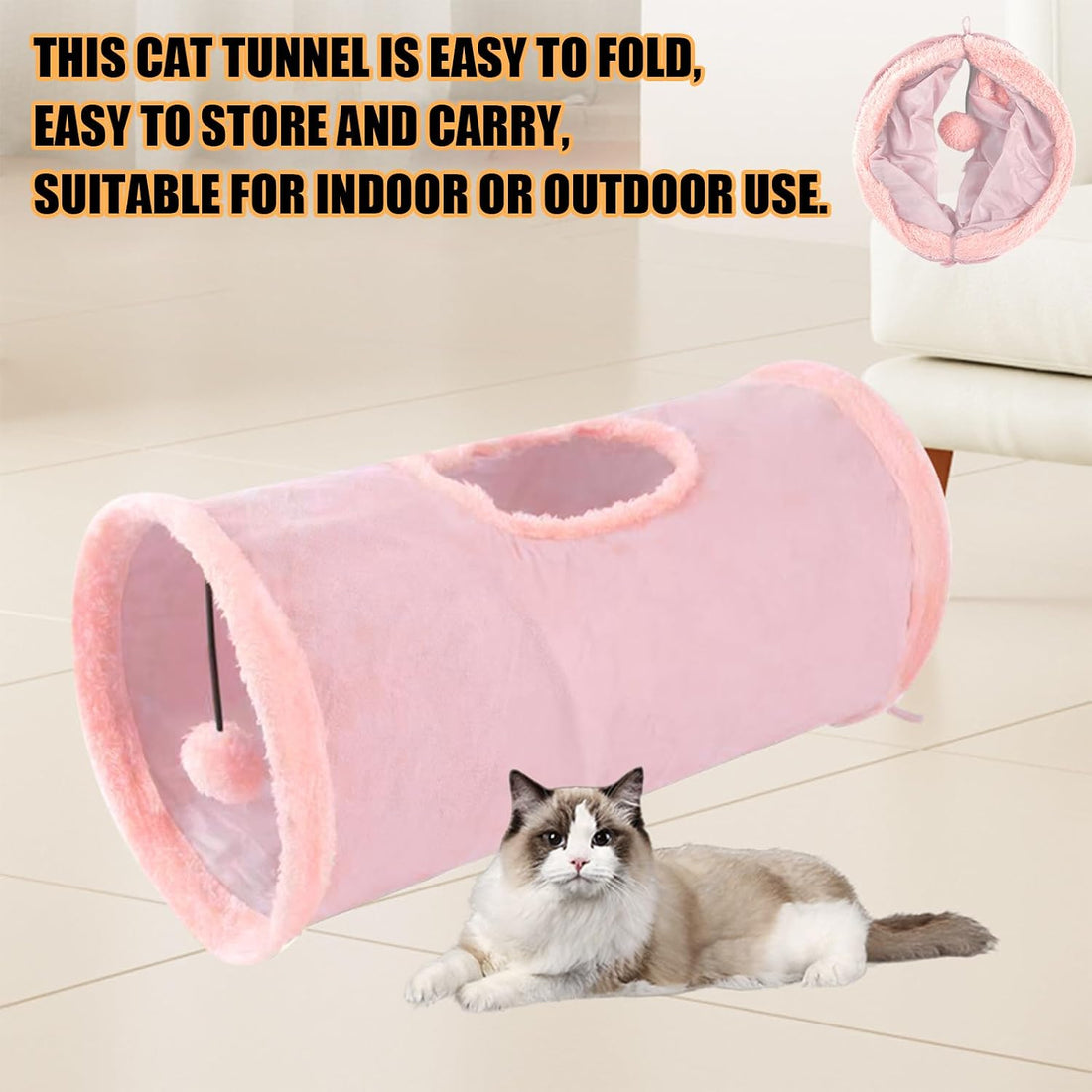 Cat Tunnel,Indoor Cat Play Tube Toys with Play Ball,Durable
