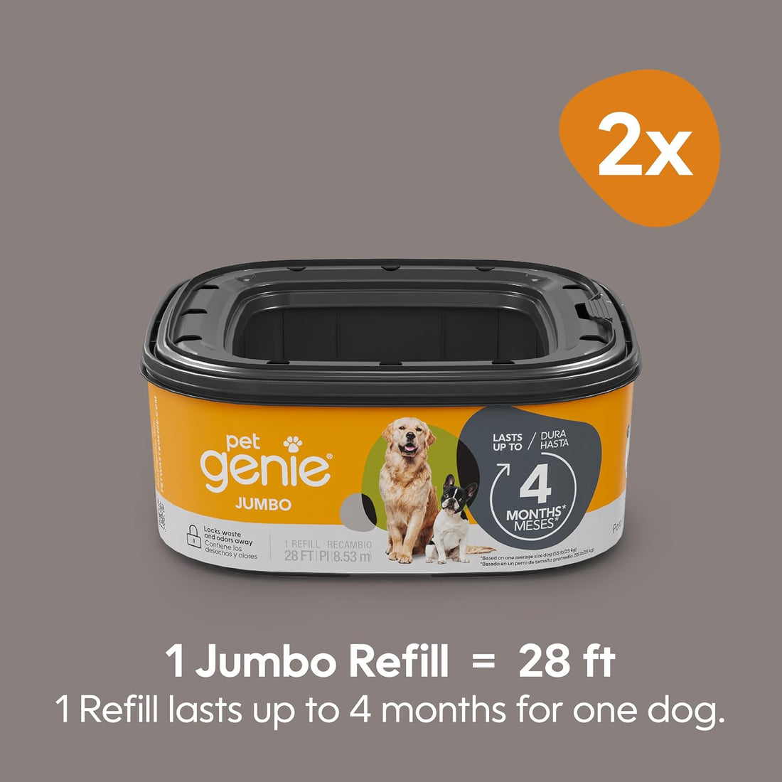 Pet Genie Refill Bags | Jumbo 2-Pack, 56 Total ft