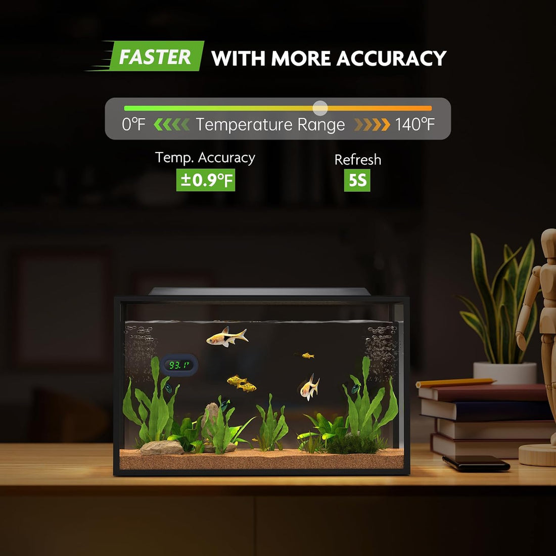 PAIZOO LED Aquarium Thermometer Digital Highly Accurate Replaceable
