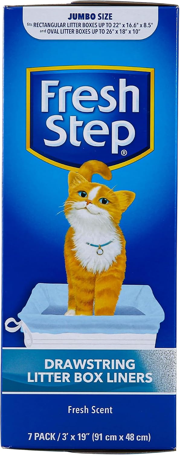 Fresh Step Drawstring Cat Litter Box Liners, Scented, 3 ft x 19 in
