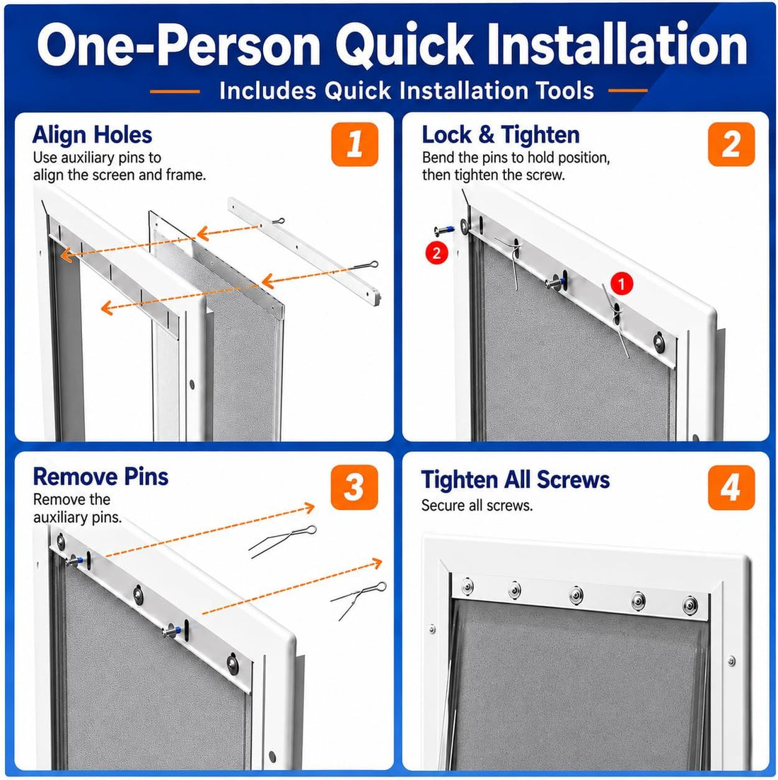 X-Large Alum. Dog Door Flap Bracket Kit for PetSafe PAC11-11040