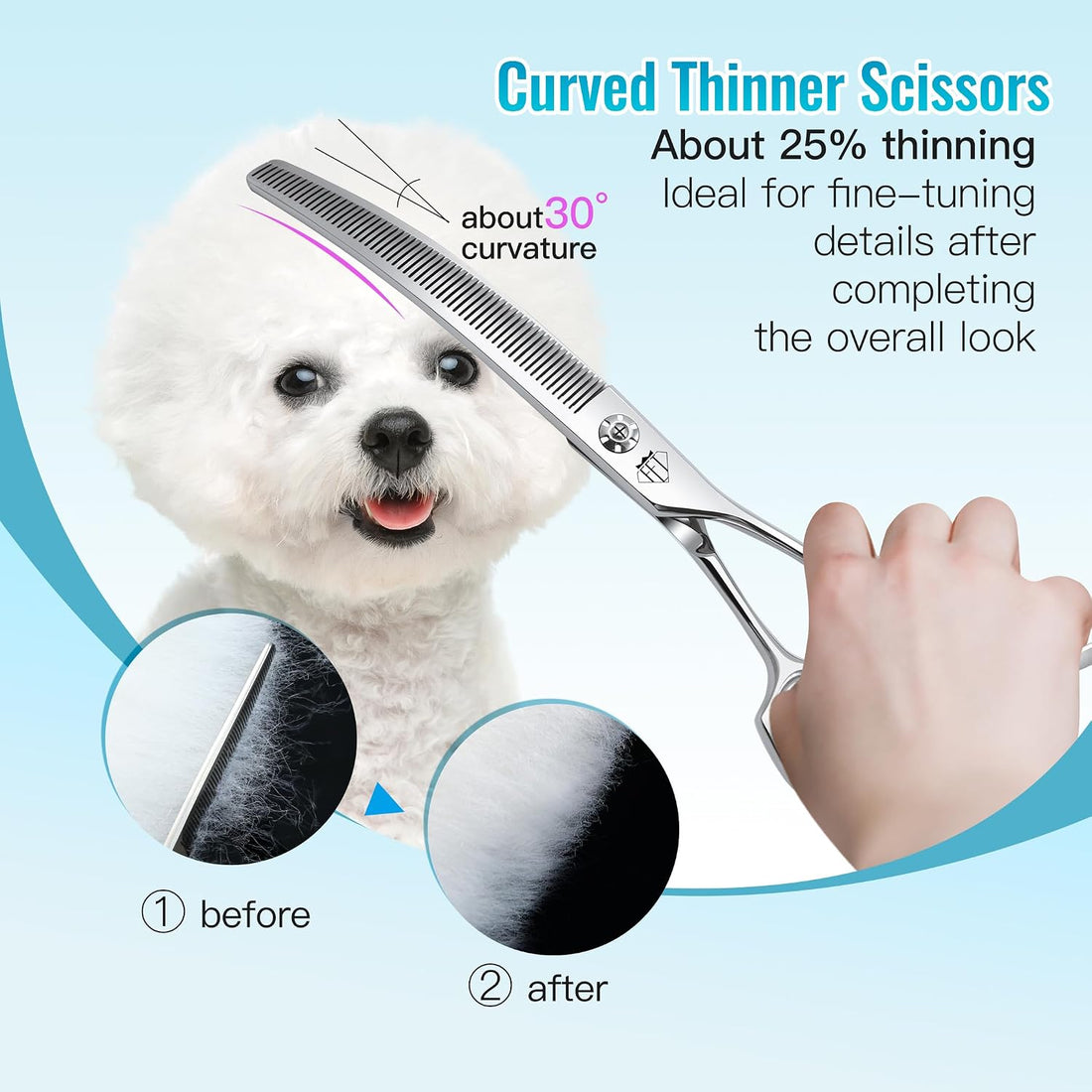 Professional Curved Thinning Scissors for Dog Grooming