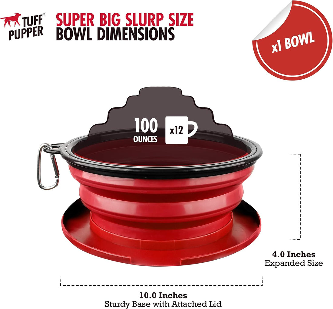 Tuff Pupper SuperBigSlurp Collapsible Dog Bowls, Extra Large Capacity