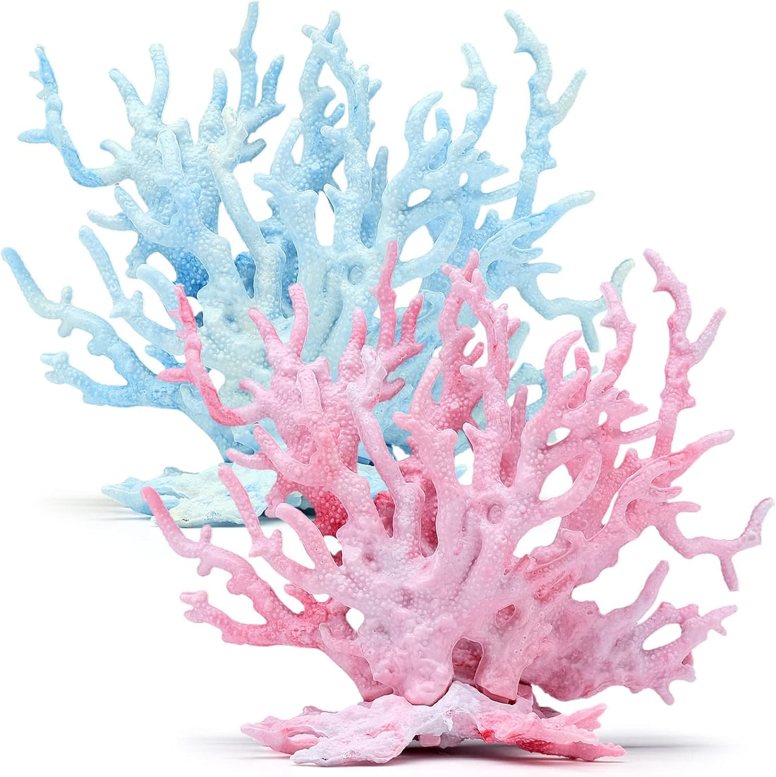 2 PCS Aquarium Coral Ornament, Blue Pink Coral Reef Decor