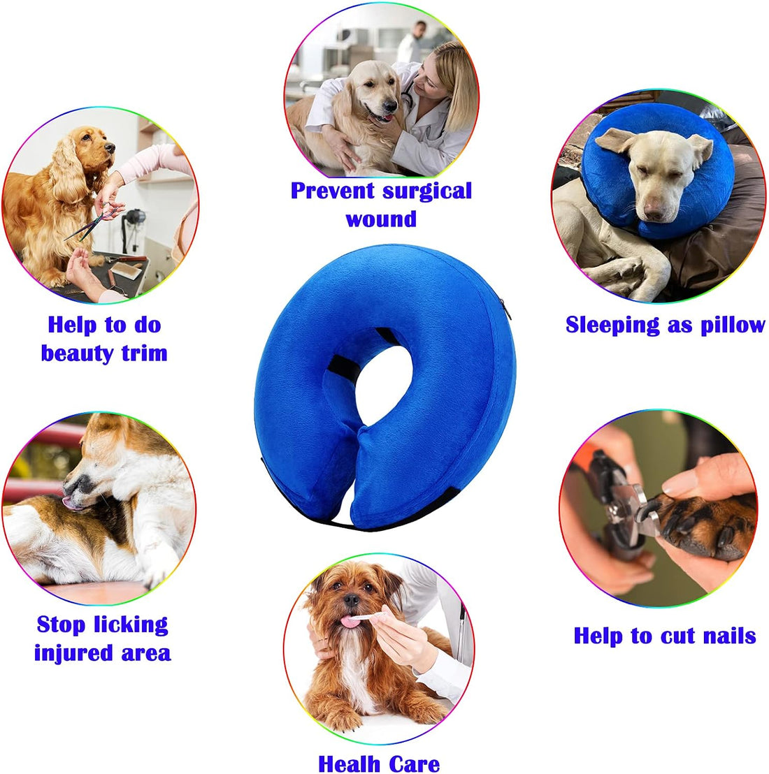 Inflatable Dog Collar, Soft Dog Cone for Dogs After Surgery