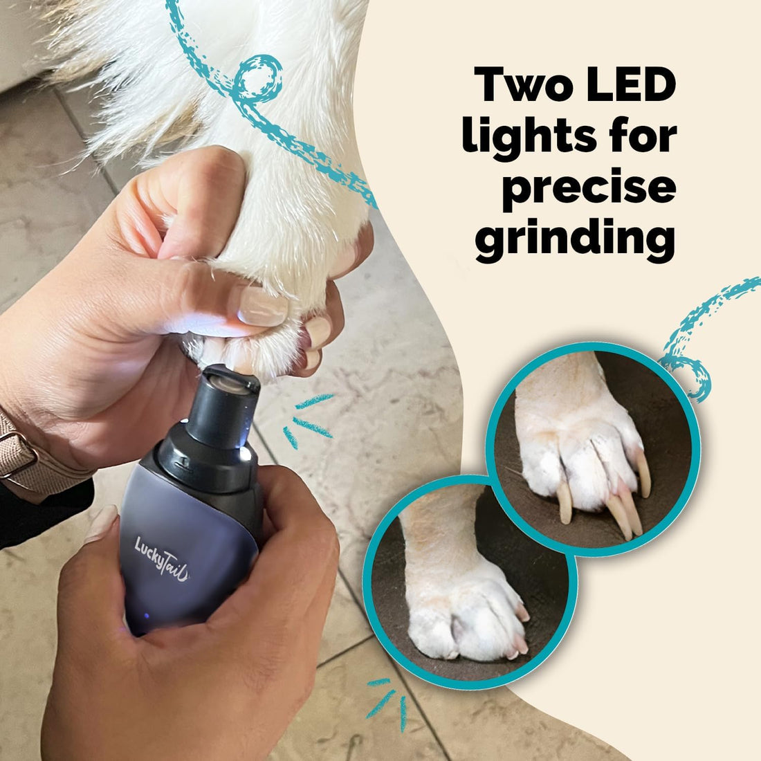 LUCKY TAIL Pet Nail Grinder for Dogs and Cats