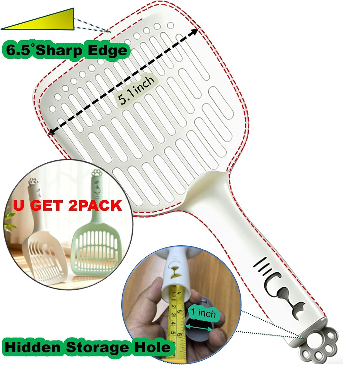 QUALIALL Cat Litter Scoop, 2-Pack, Premium, Extra Sturdy