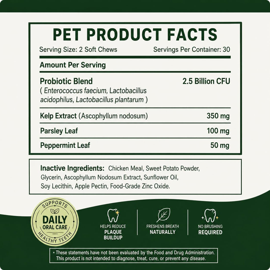 Holipaw Dental Chews for Dogs, Daily Oral Care Chews, 60 Count