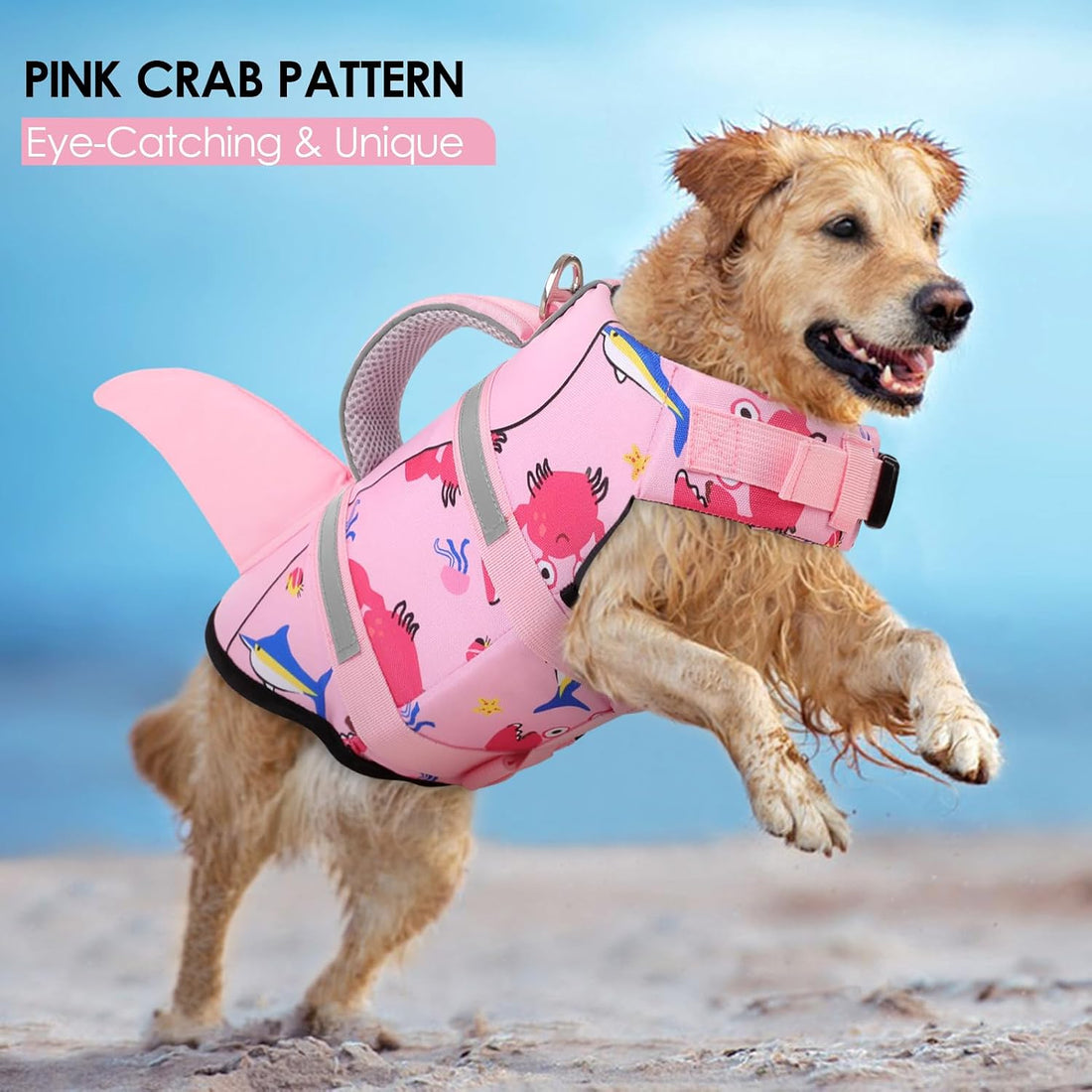 AOFITEE Dog Life Jacket High Buoyancy Shark Dog Life Vest for Swimming