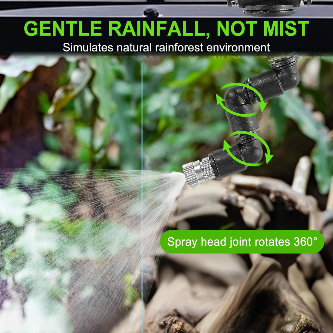 Reptile Misting System with Timer, 6 Nozzles, Self-Priming Pump