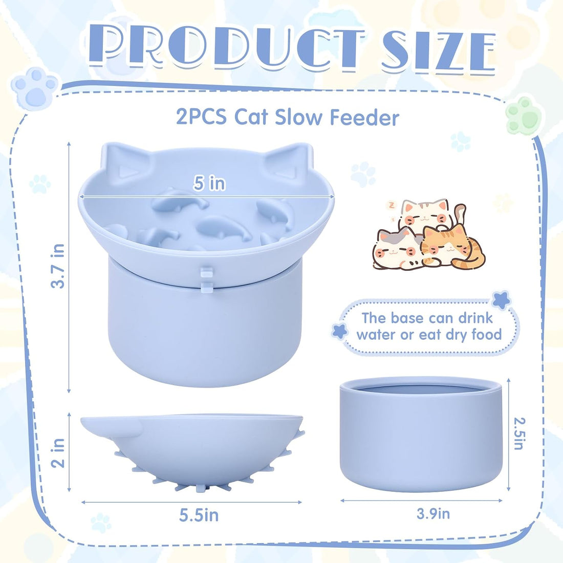 Funnymoom 2 Pack Silicone Cat Slow Feeder