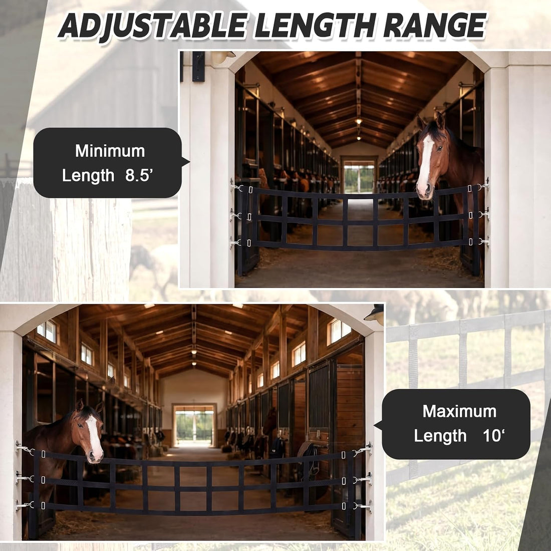 Zonon 10' x 20'' Adjustable Polyester Stall Guards for Horses