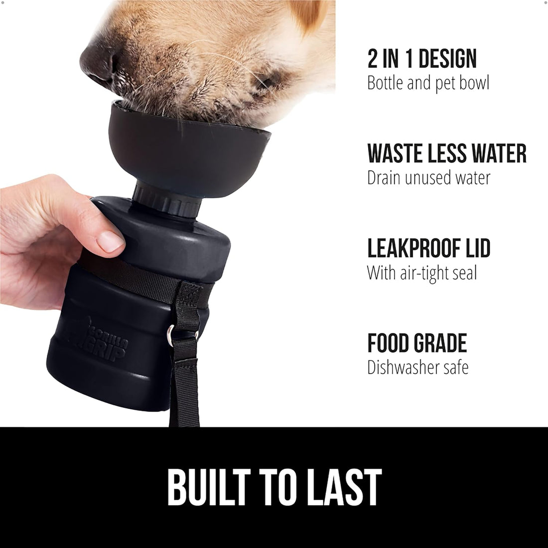 GORILLA GRIP Portable Dog Water Bottle, Food Grade Silicone