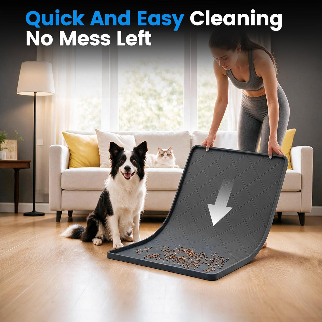 53.9" L x 28" W Extra-Large Silicone Dog Feeding Mat