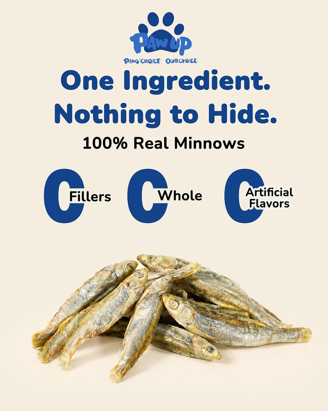 PAWUP Cats Treats Freeze Dried Minnows, Bite-Sized Minnows Snacks
