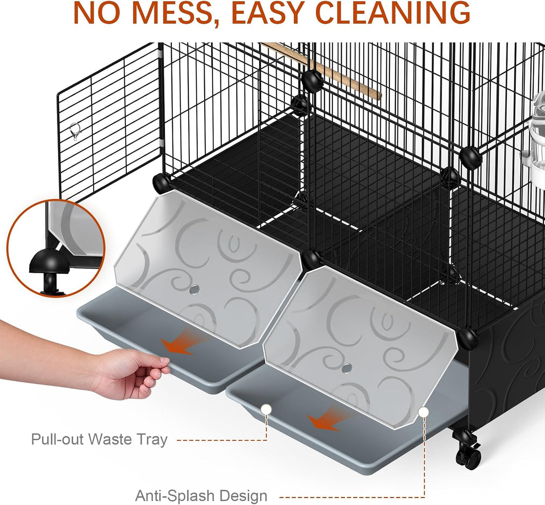 Large Bird Cage with Pullout Tray for Parakeets, Cockatiels, Lovebirds