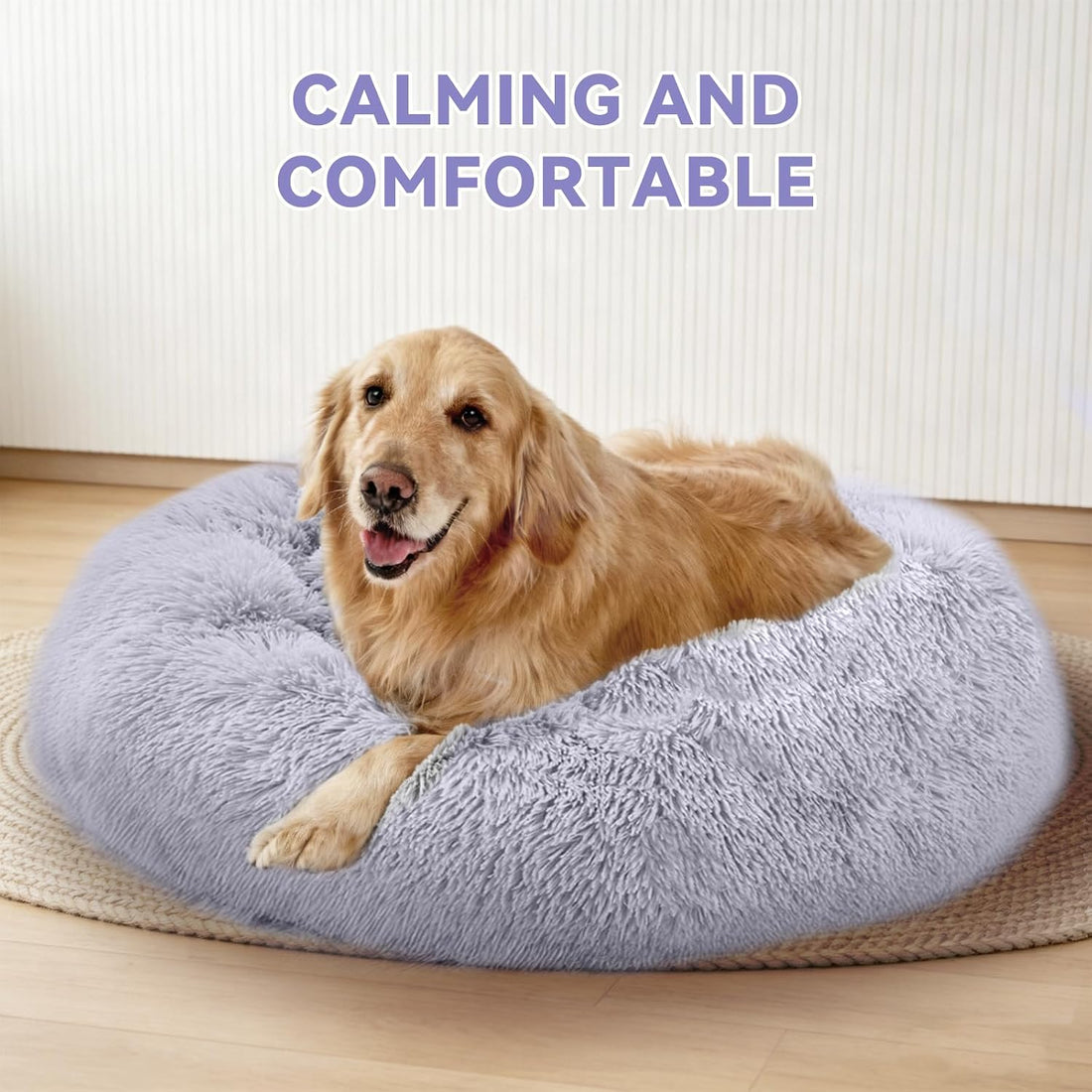 Medium Dog Bed, Washable Plush Donut Dog Bed, 28 Inch