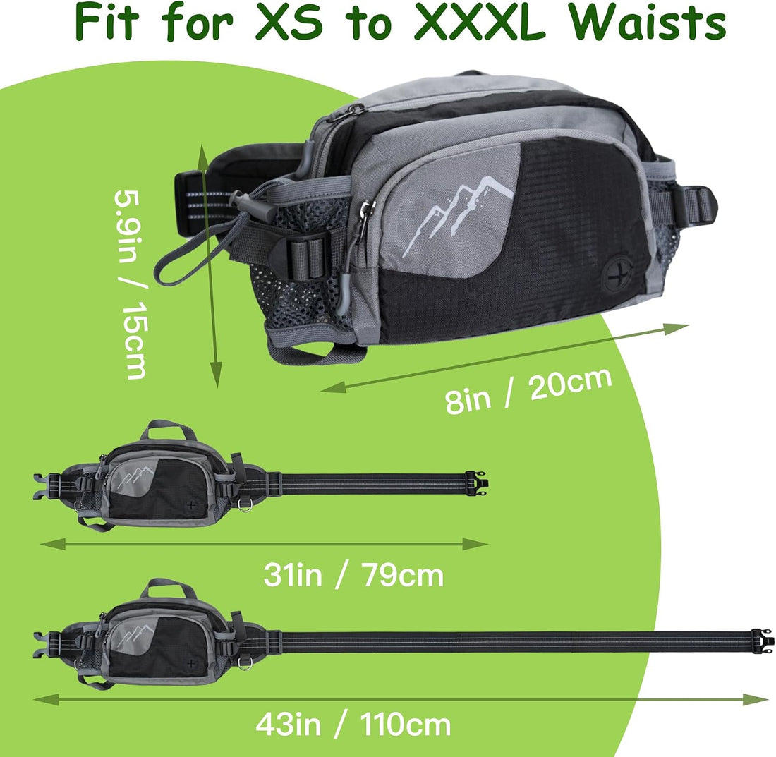 Dog Walking Fanny Pack with Removable Treat Pouch & 2 Retractable