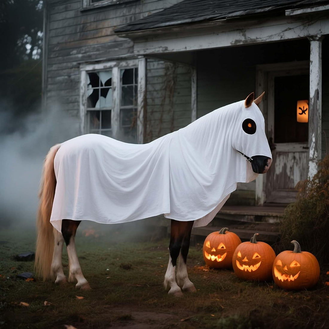 RunNico Halloween Ghost Horse Costume