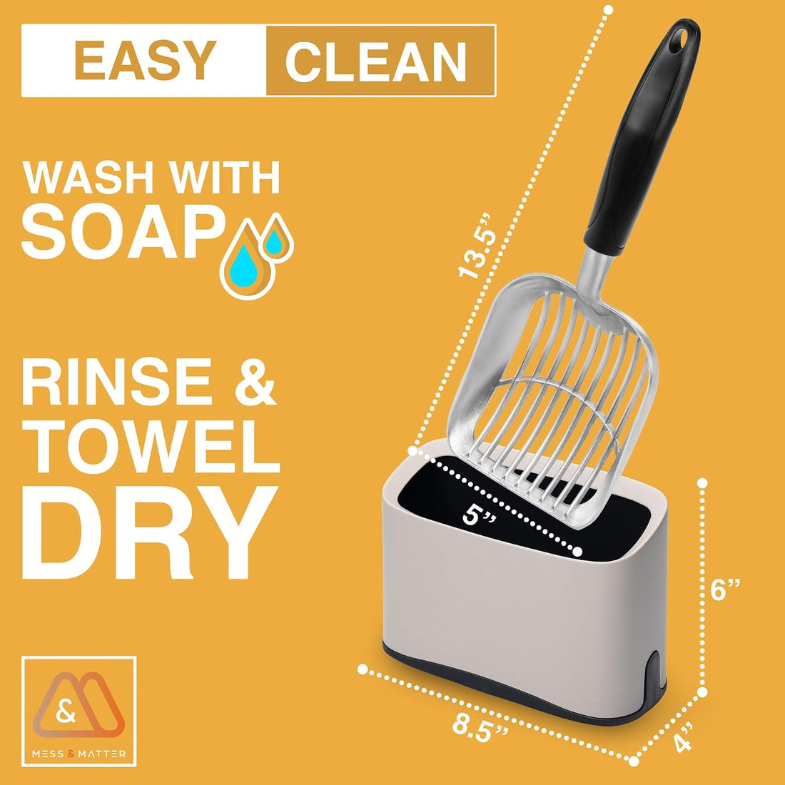 Heavy Duty Full Metal Cat Litter Scoop with Holder