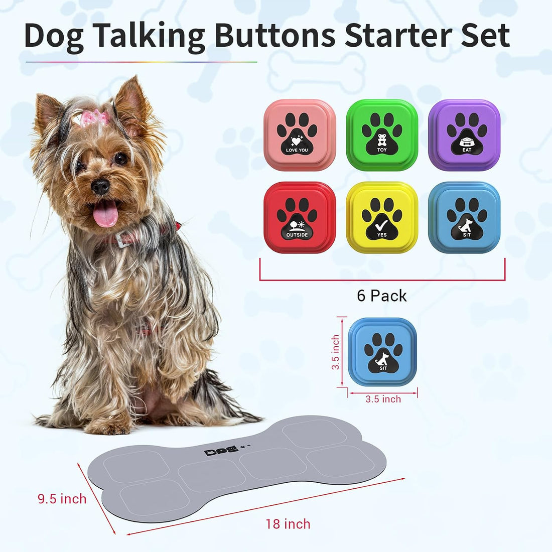 Dog Buttons for Communication,8 Pack Square Dog Talking Buttons