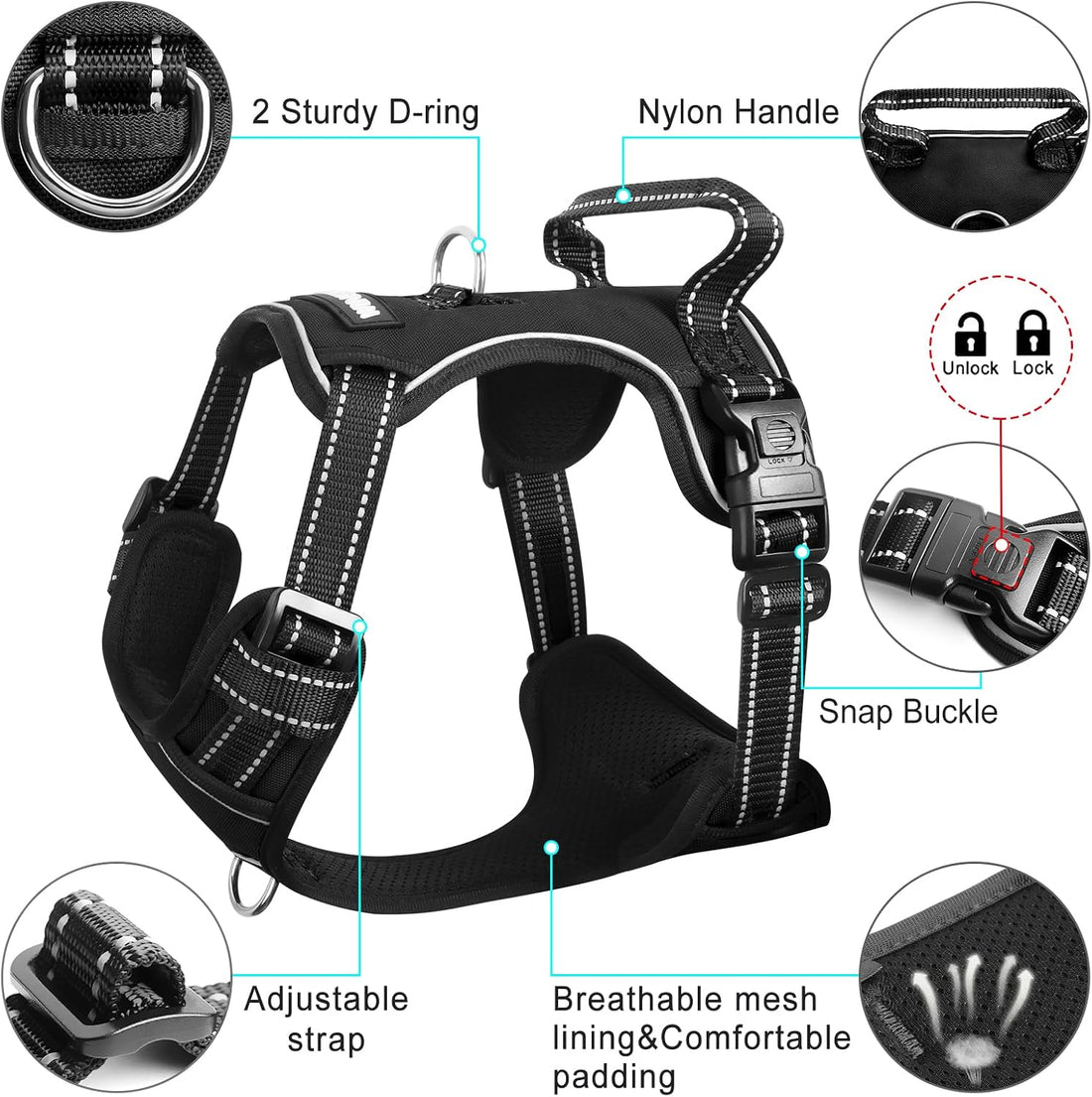 WINSEE Dog/Pet Harnesses No Pull with Dog Collar