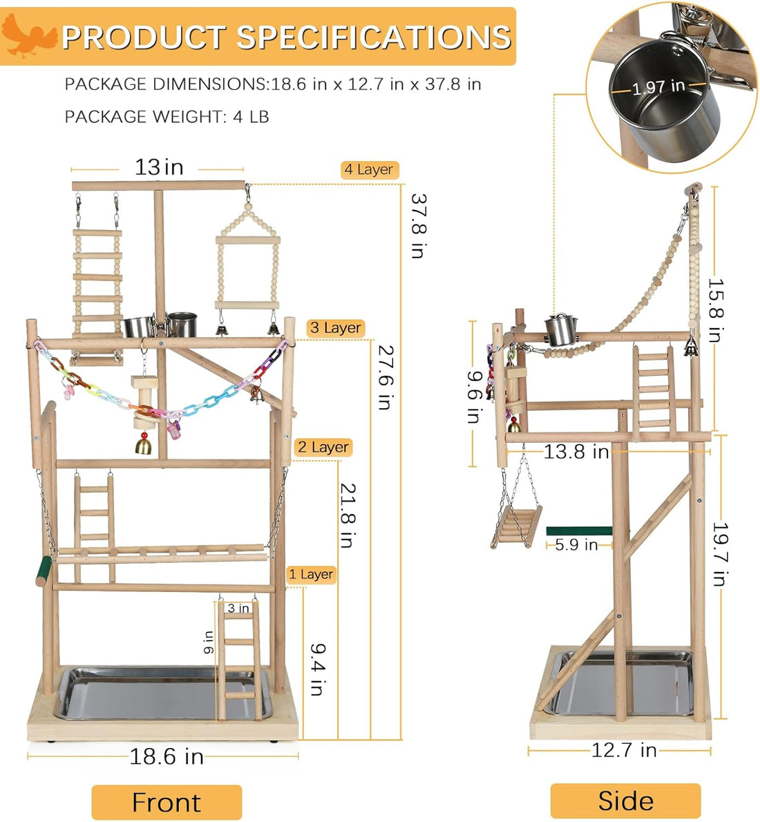 Ibnotuiy Pet Parrot Playstand Parrots Bird Playground Bird Play Stand
