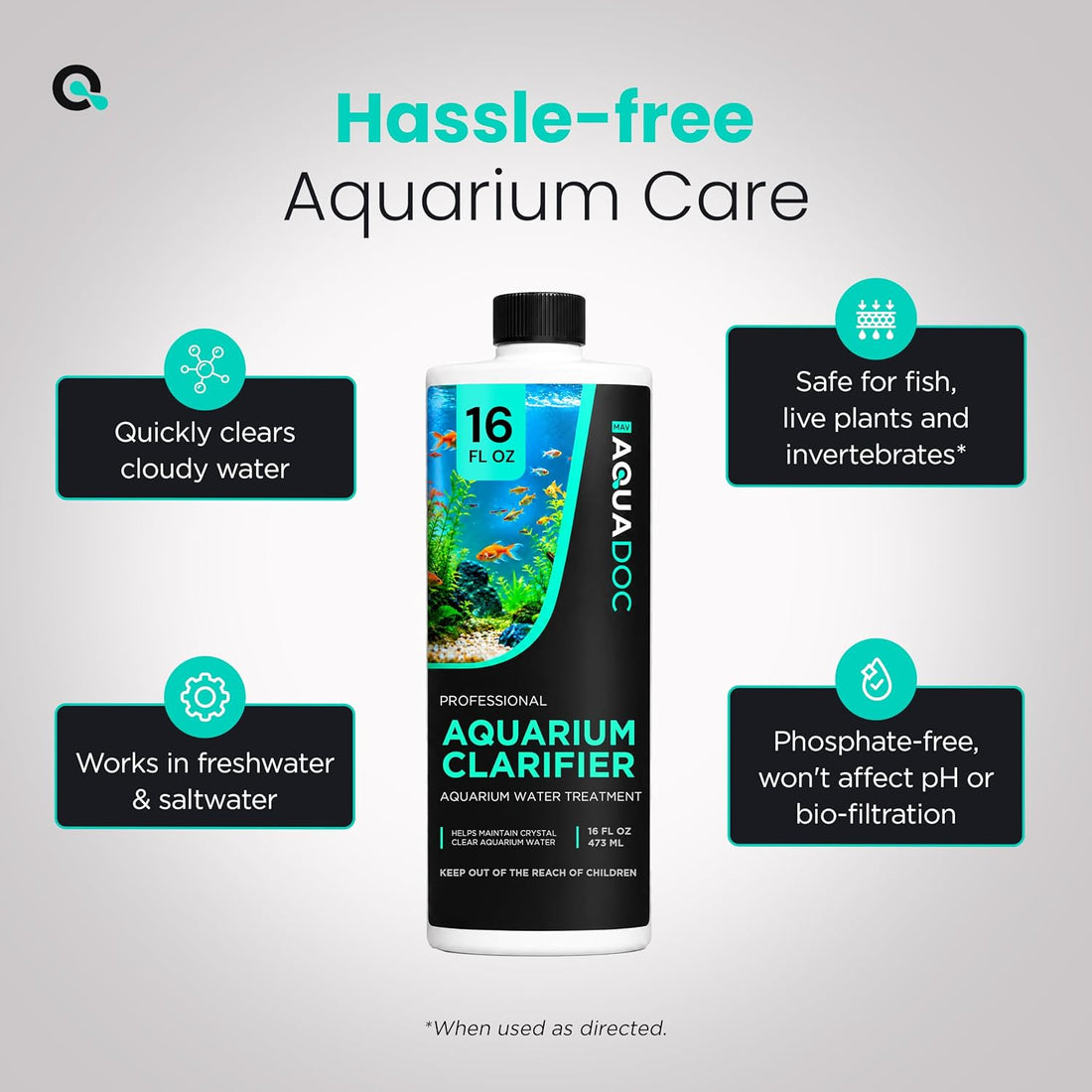 AquaDoc Aquarium Water Clarifier for Cloudy Fish Tank Water, 16 fl oz