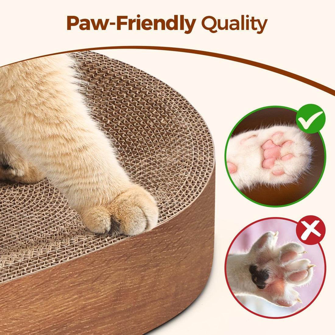 ComSaf Cat Scratcher Bed, Oval Cardboard Scratching Board for Indoor